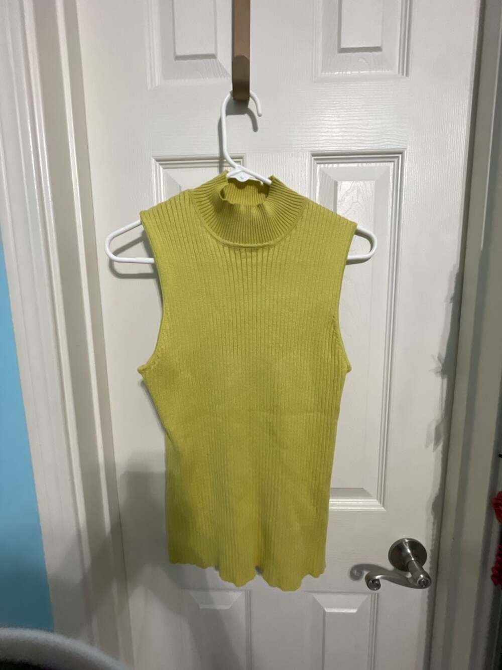MADISONGREY Sleeveless Mock Neck Ribbed Knit Top